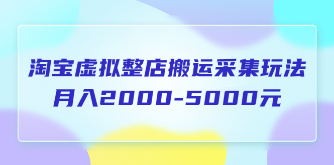 （5931期）淘宝虚拟整店搬运采集玩法分享课：月入2000-5000元（5节课）-创奇社