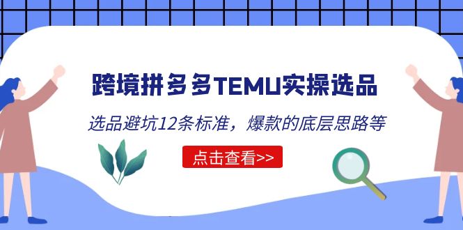 （5402期）跨境拼多多TEMU实操选品运营方法，选品避坑12条标准，爆款的底层思路等-创奇社 - AI前沿·副业变现·资源教程！