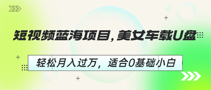 （6619期）短视频蓝海项目，美女车载U盘，轻松月入过万，适合0基础小白-创奇社 - AI前沿·副业变现·资源教程！