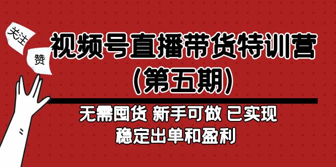 （4945期）视频号直播带货特训营（第五期）无需囤货 新手可做 已实现稳定出单和盈利-创奇社