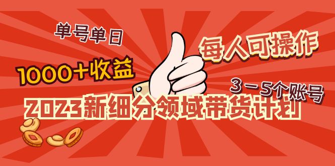 （4827期）2023新细分领域带货计划：单号单日1000+收益不难，每人可操作3-5个账号-创奇社