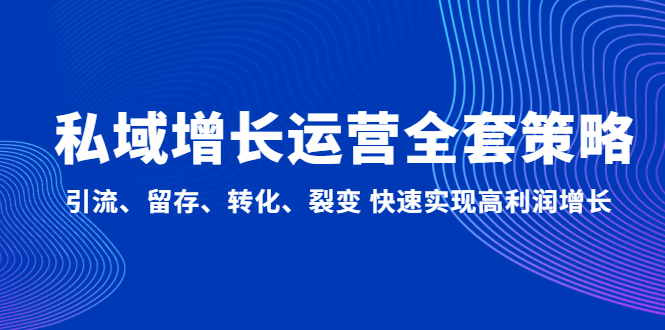 （4932期）私域增长运营全套策略：引流、留存、转化、裂变 快速实现高利润增长-创奇社