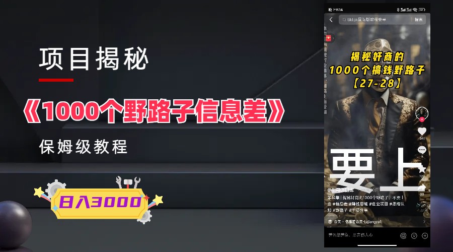 （6135期）1000个野路子信息差保姆式教程-单日变现3000+的玩法解密-创奇社