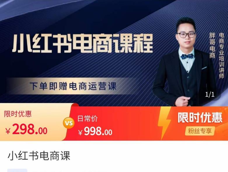 胖哥·小红书电商课程，解决小白做小红书电商时的困惑，让新人也一台手机也能做电商-创奇社 - AI前沿·副业变现·资源教程！