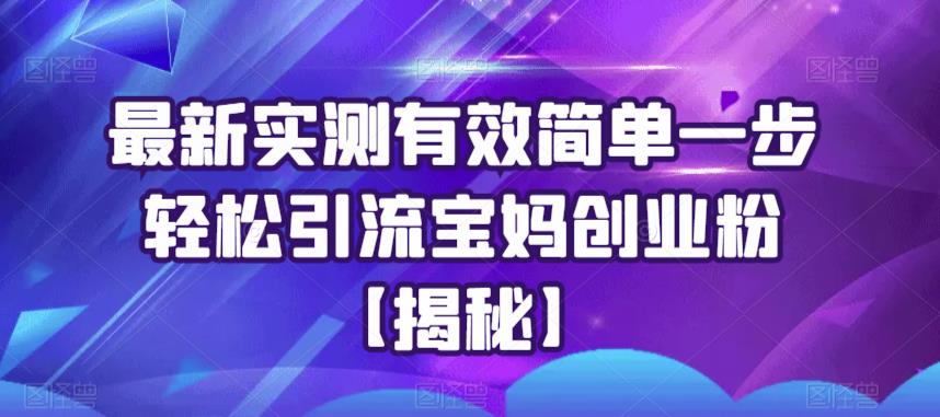 最新实测有效简单一步轻松引流宝妈创业粉【揭秘】-创奇社 - AI前沿·副业变现·资源教程！