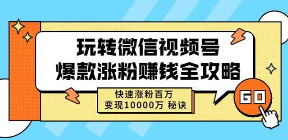 玩转微信视频号爆款涨粉赚钱全攻略，快速涨粉百万变现万元秘诀-创奇社 - AI前沿·副业变现·资源教程！