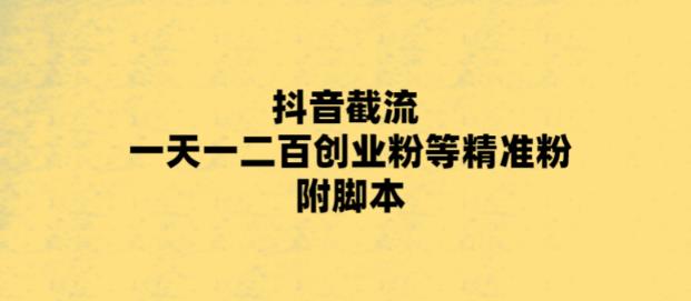 最新抖音截流玩法，一天轻松引流一二百创业精准粉，附脚本+玩法【揭秘】-创奇社 - AI前沿·副业变现·资源教程！