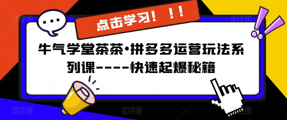 牛气学堂茶茶•拼多多运营玩法系列课—-快速起爆秘籍【更新】-创奇社 - AI前沿·副业变现·资源教程！