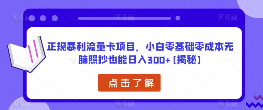 正规暴利流量卡项目，小白零基础零成本无脑照抄也能日入300+【揭秘】-创奇社 - AI前沿·副业变现·资源教程！