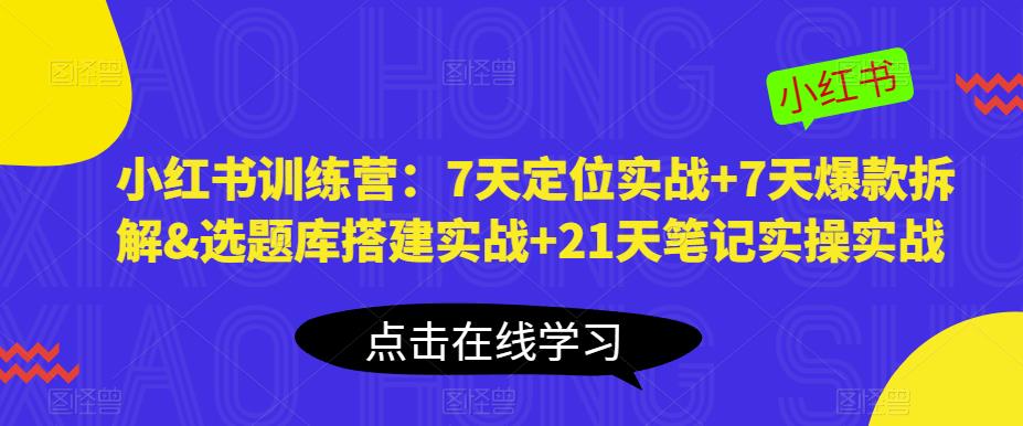 小红书训练营：7天定位实战+7天爆款拆解&选题库搭建实战+21天笔记实操实战-创奇社 - AI前沿·副业变现·资源教程！