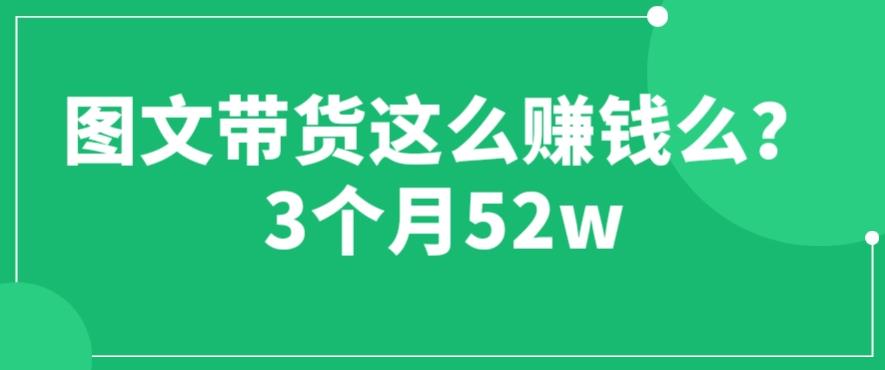 图文带货这么赚钱么? 3个月52W 图文带货运营加强课【揭秘】-创奇社 - AI前沿·副业变现·资源教程！