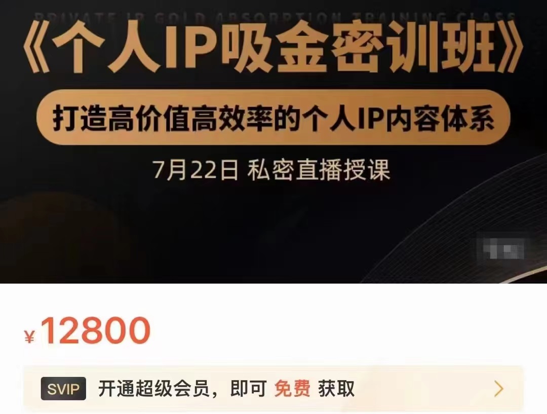 个人IP吸金密训班，打造高价值高效率的个人IP内容体系（价值12800元）-创奇社 - AI前沿·副业变现·资源教程！