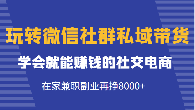 玩转微信社群私域带货，学会就能赚钱的社交电商，在家兼职副业再挣8000+-创奇社 - AI前沿·副业变现·资源教程！