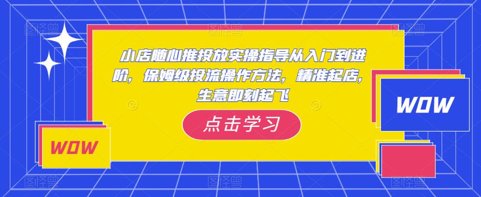小店随心推投放实操指导从入门到进阶，保姆级投流操作方法，精准起店，生意即刻起飞-创奇社 - AI前沿·副业变现·资源教程！