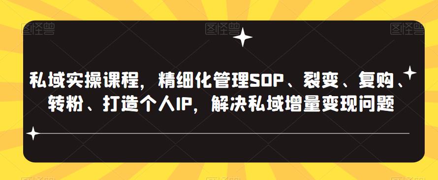 私域实操课程，精细化管理SOP、裂变、复购、转粉、打造个人IP，解决私域增量变现问题-创奇社 - AI前沿·副业变现·资源教程！
