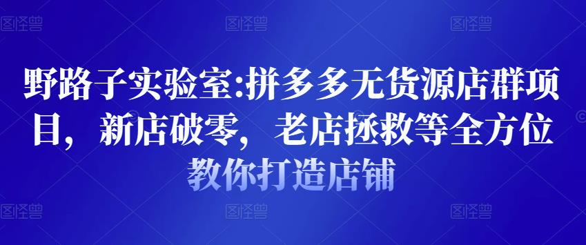 野路子实验室:拼多多无货源店群项目，新店破零，老店拯救等全方位教你打造店铺-创奇社 - AI前沿·副业变现·资源教程！