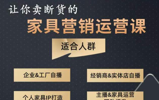 让你卖断货的家具营销运营课，打造高销量家具账号（短视频+直播+人物IP）-创奇社 - AI前沿·副业变现·资源教程！