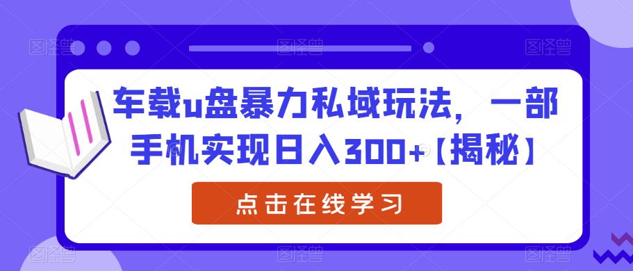 车载u盘暴力私域玩法，一部手机实现日入300+【揭秘】-创奇社 - AI前沿·副业变现·资源教程！