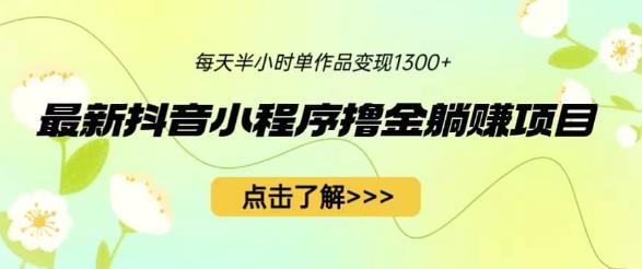 最新抖音小程序撸金躺赚项目，一部手机每天半小时，单个作品变现1300+【揭秘】-创奇社 - AI前沿·副业变现·资源教程！