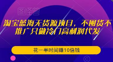 淘宝蓝海无货源项目，不囤货不推广只做冷门高利润代发，花一半时间赚10倍钱-创奇社 - AI前沿·副业变现·资源教程！