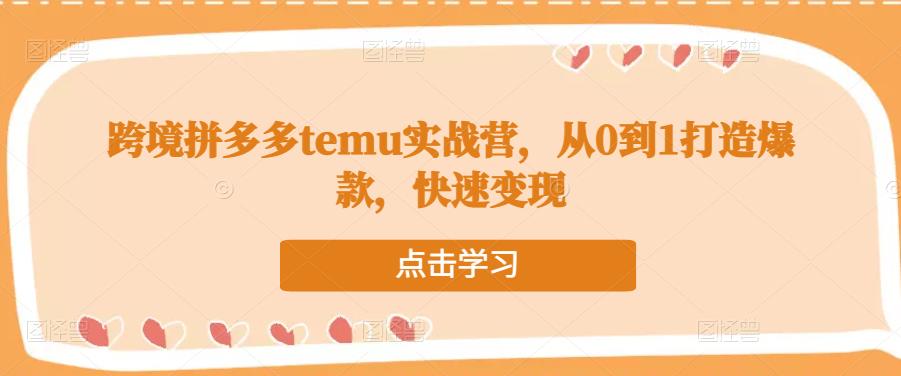 跨境拼多多temu实战营，从0到1打造爆款，快速变现-创奇社 - AI前沿·副业变现·资源教程！