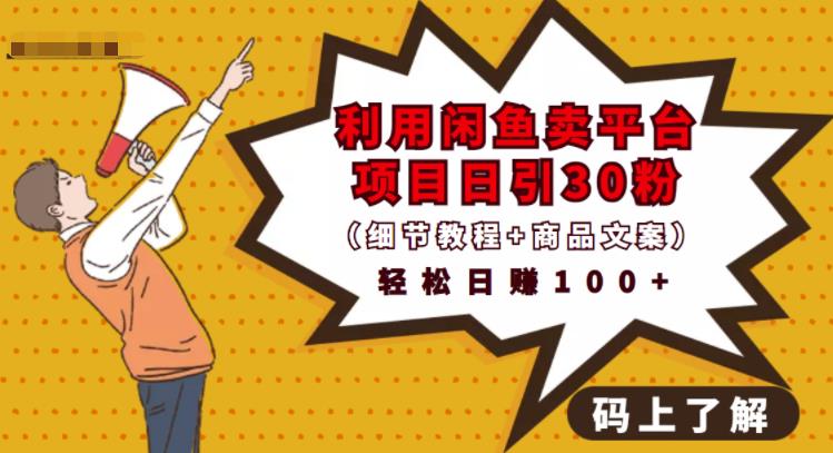 利用闲鱼卖平台项目课程资源日引流30+精准粉丝，轻松日赚100+，积累人脉可实现二次变-创奇社 - AI前沿·副业变现·资源教程！