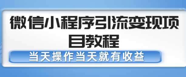微信小程序引流变现项目教程，当天操作当天就有收益，变现不再是难事-创奇社 - AI前沿·副业变现·资源教程！