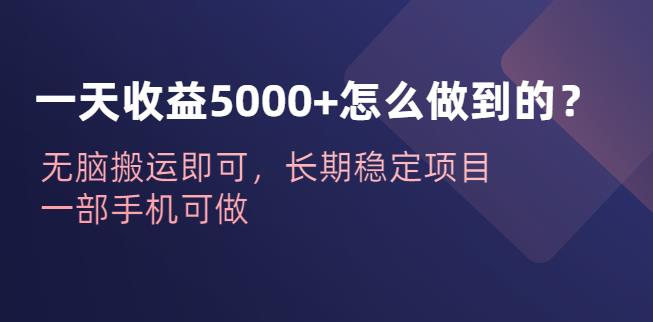 一天收益5000+怎么做到的？无脑搬运即可，长期稳定项目，一部手机可做【揭秘】-创奇社 - AI前沿·副业变现·资源教程！