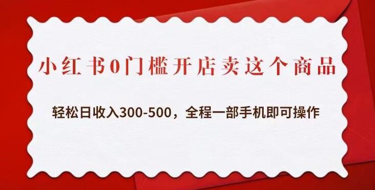 小红书0门槛开店卖这个商品，轻松日收入300-500，全程一部手机即可操作-创奇社 - AI前沿·副业变现·资源教程！