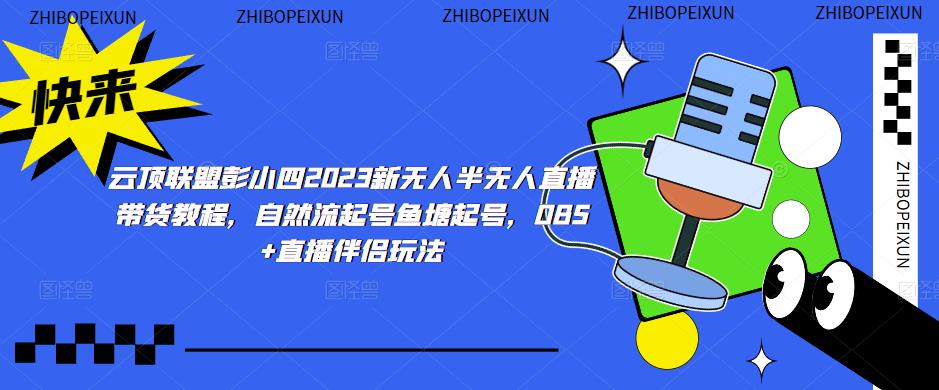 云顶联盟彭小四2023新无人半无人直播带货教程，自然流起号鱼塘起号，OBS+直播伴侣玩法-创奇社 - AI前沿·副业变现·资源教程！