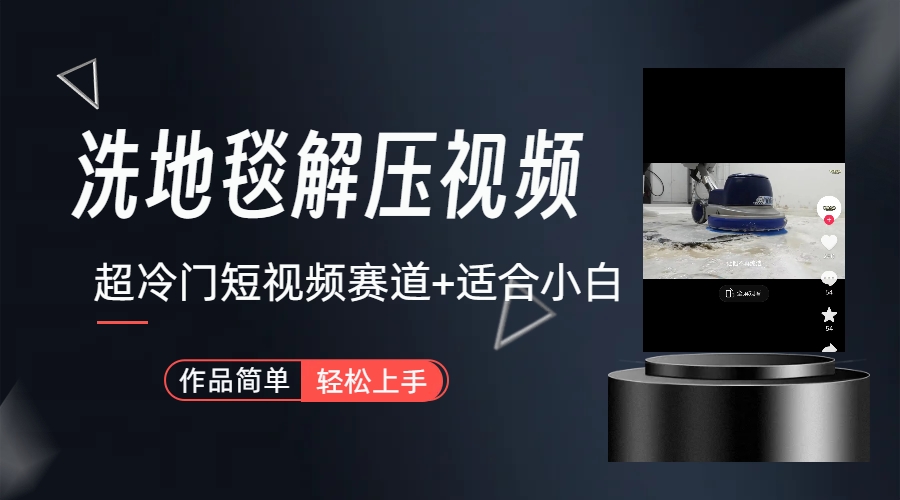 （6938期）超冷门抖音短视频赛道-清洗地毯解压视频-简单无脑怼作品（教程+素材）-创奇社 - AI前沿·副业变现·资源教程！