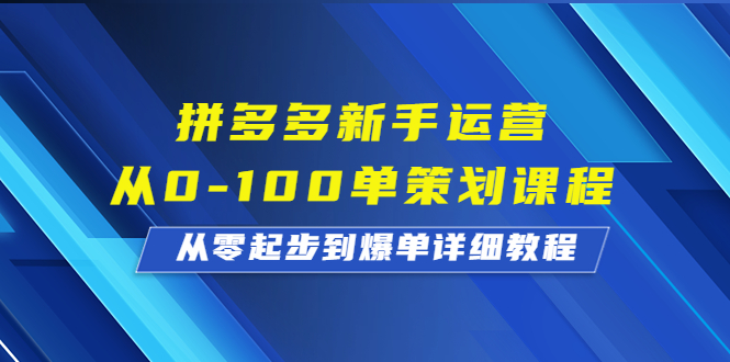 （6920期）拼多多新手运营从0-100单策划课程，从零起步到爆单详细教程-创奇社
