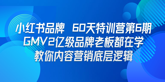 （6798期）小红书品牌 60天特训营第6期 GMV2亿级品牌老板都在学 教你内容营销底层逻辑-创奇社