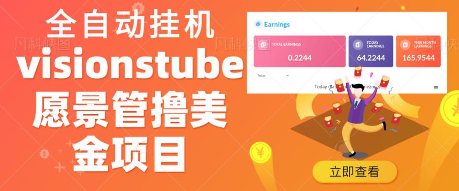 外面收费几千上万的visionstube愿景管撸美金项目，单日收益30-50美金+工作室可批量多开搞-1