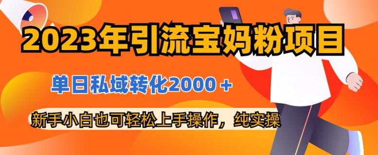 2023年引流宝妈粉项目，单日私域转化2000＋，新手小白也可轻松上手操作，纯实操-创奇社 - AI前沿·副业变现·资源教程！