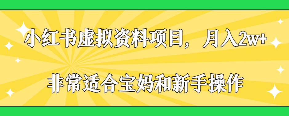 小红书虚拟资料项目，月入2w+，非常适合宝妈和新手操作【揭秘】-创奇社 - AI前沿·副业变现·资源教程！