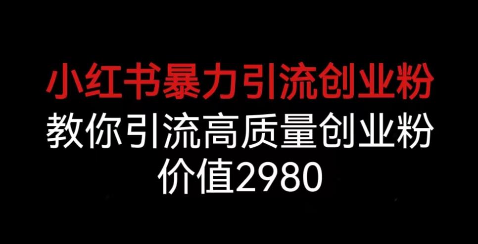 小红书暴力引流创业粉，教你引流高质量创业粉，价值2980【揭秘】-创奇社 - AI前沿·副业变现·资源教程！