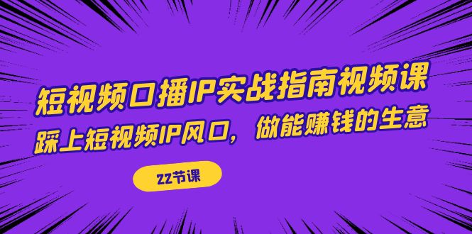 （7202期）短视频口播IP实战指南视频课，踩上短视频IP风口，做能赚钱的生意（22节课）-创奇社