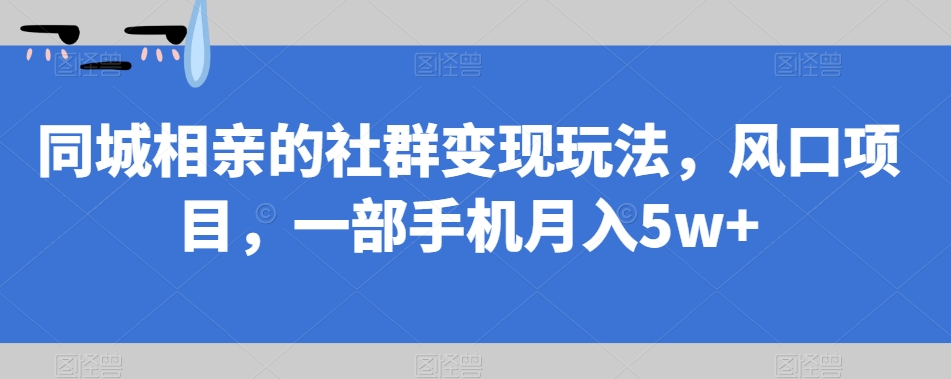 同城相亲的社群变现玩法，风口项目，一部手机月入5w+【揭秘】-1