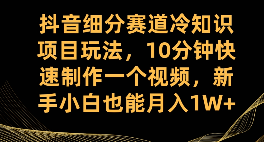 抖音细分赛道冷知识项目玩法，10分钟快速制作一个视频，新手小白也能月入1W+【揭秘】-创奇社 - AI前沿·副业变现·资源教程！