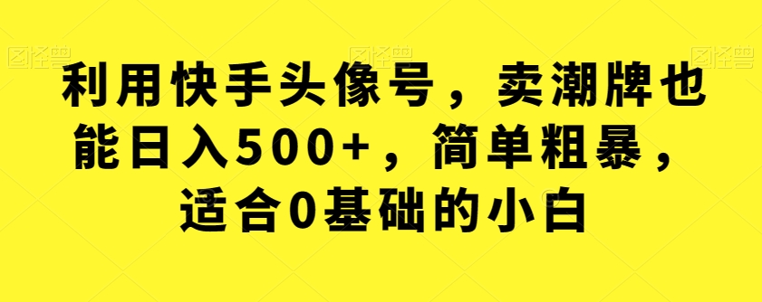 利用快手头像号，卖潮牌也能日入500+，简单粗暴，适合0基础的小白【揭秘】-创奇社 - AI前沿·副业变现·资源教程！
