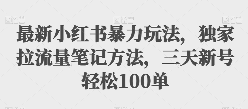 最新小红书暴力玩法，独家拉流量笔记方法，三天新号轻松100单【揭秘】-创奇社 - AI前沿·副业变现·资源教程！