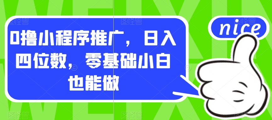 0撸小程序推广，日入四位数，零基础小白也能做【揭秘】-创奇社 - AI前沿·副业变现·资源教程！