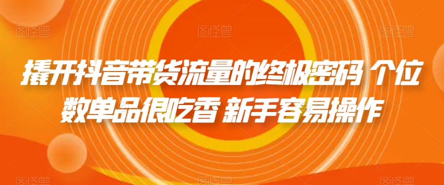 撬开抖音带货流量的终极密码 个位数单品很吃香 新手容易操作-创奇社 - AI前沿·副业变现·资源教程！