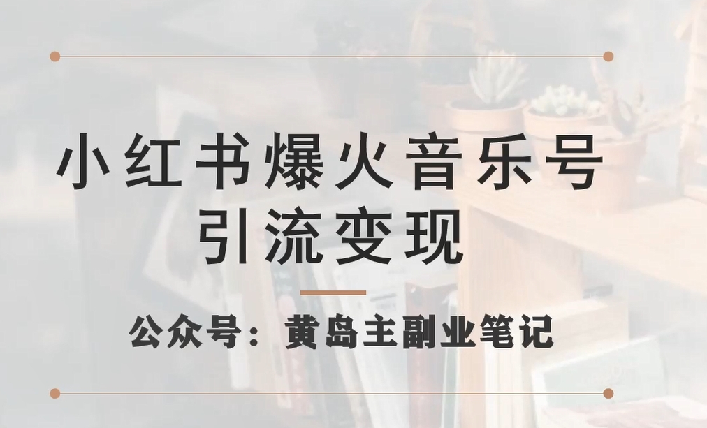 小红书爆火音乐号引流变现项目，视频版一条龙实操玩法分享给你-创奇社 - AI前沿·副业变现·资源教程！