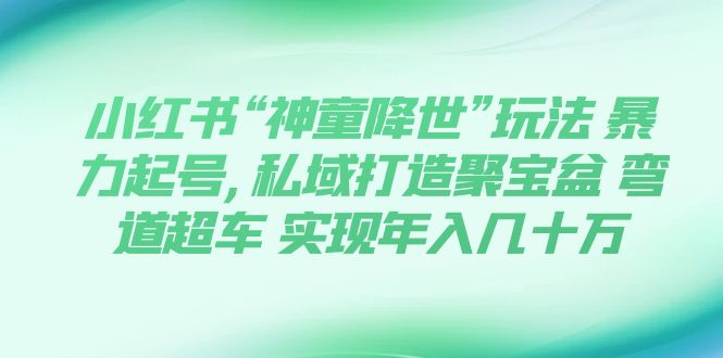 （7673期）小红书“神童降世”玩法 暴力起号,私域打造聚宝盆 弯道超车 实现年入几十万-创奇社 - AI前沿·副业变现·资源教程！