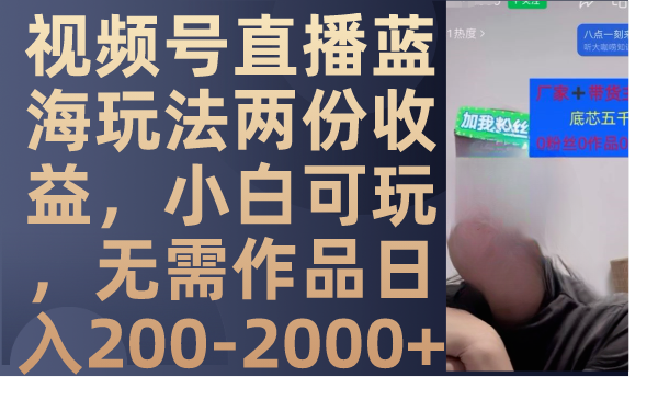 （7635期）视频号直播蓝海玩法两份收益，小白可玩，无需作品日入200-2000+-创奇社
