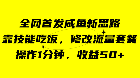 （7508期）咸鱼冷门新玩法，靠“技能吃饭”，修改流量套餐，操作1分钟，收益50+-创奇社