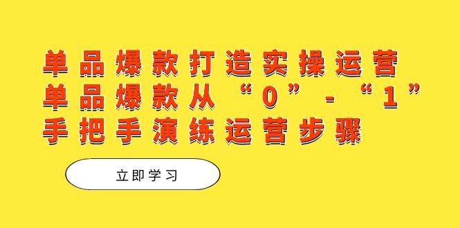 （7488期）单品爆款打造实操运营，单品爆款从“0”-“1”手把手演练运营步骤-创奇社