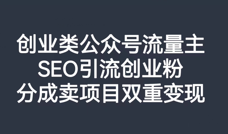 创业类公众号流量主，SEO引流创业粉，分成卖项目双重变现【揭秘】-创奇社 - AI前沿·副业变现·资源教程！